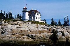 Heron Neck Lighthouse Over Rocky Shore